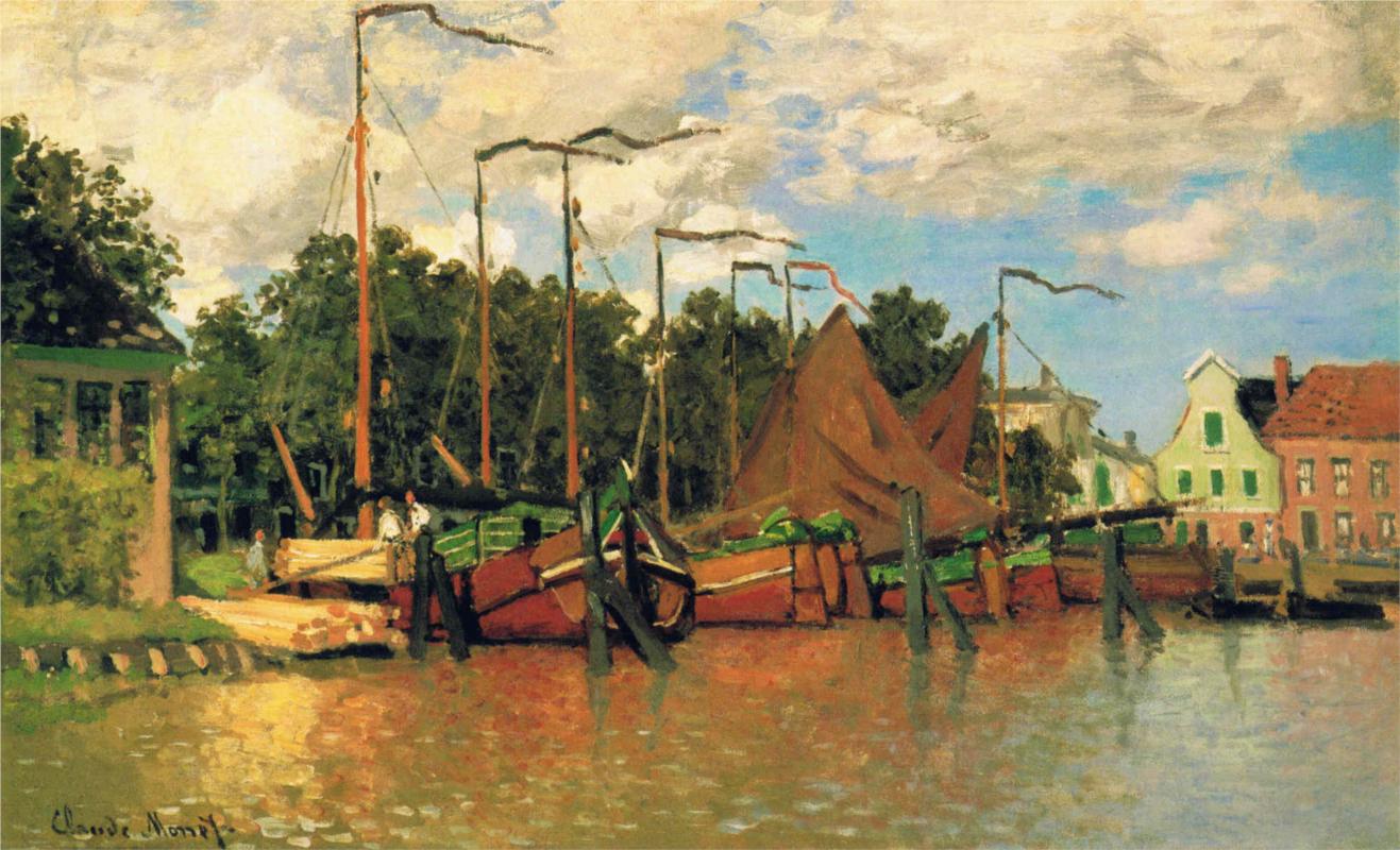 Boats at Zaandam - Claude Monet Paintings
